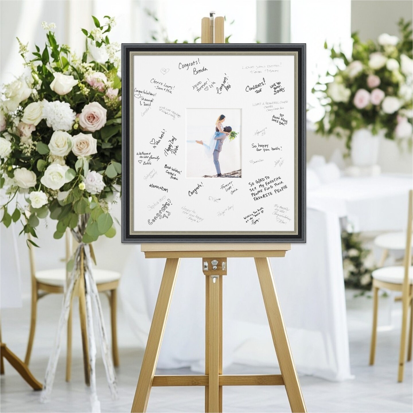 Theo Signature Mat Picture Frame, Photo Frame Wedding Guest Book Alternative, Autograph Picture Mat for Signature Board, Wedding Celebrations Graduations Support Encouragement or Retirement