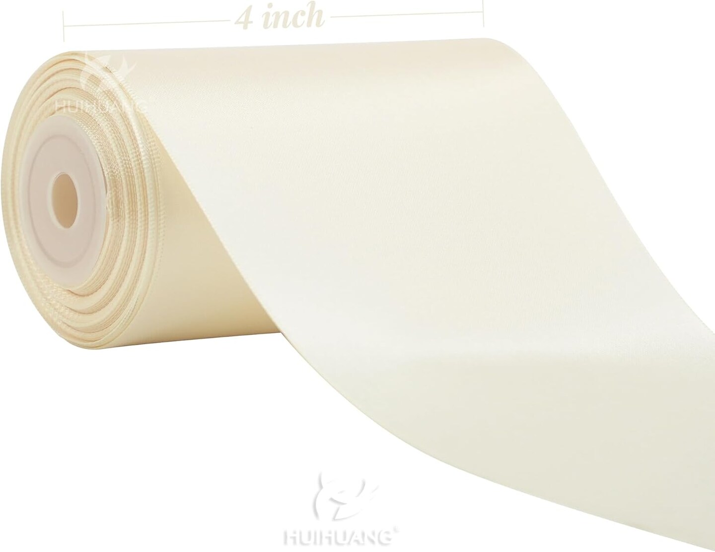 4 inch Wide Satin Ribbon Ivory Ribbon Solid Color (10 Yards/Roll)
