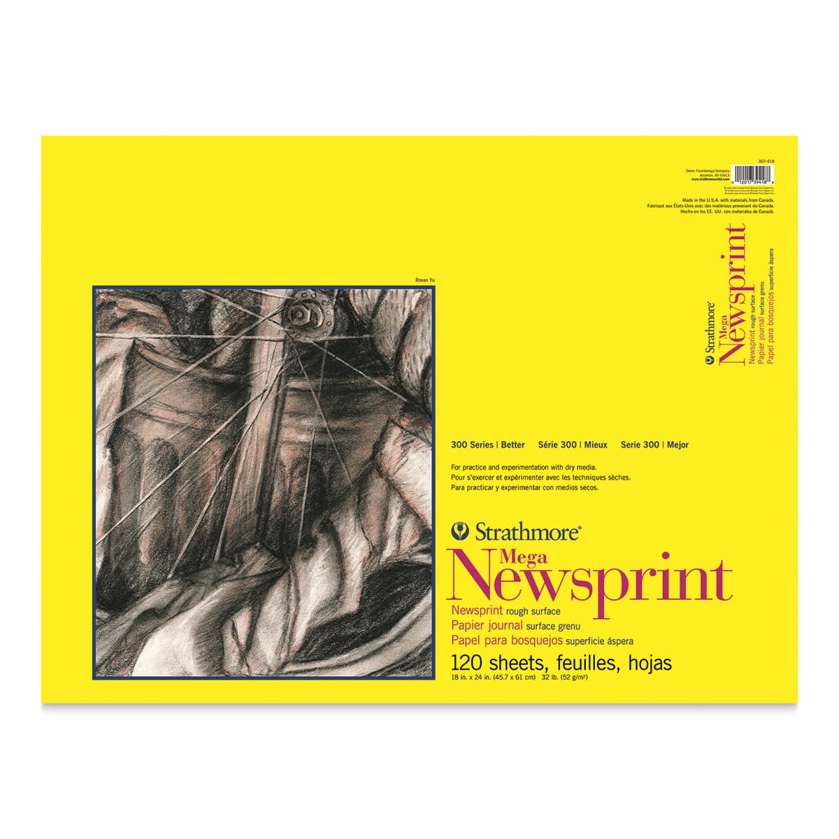 Strathmore 300 Series Newsprint Pad - Rough, 120 Sheets, 18" x 24"