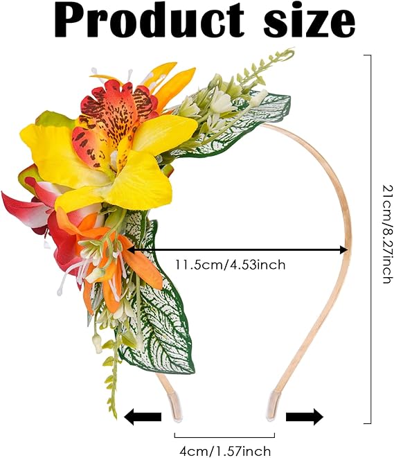 Hawaiian Orchid Flower Headband - Artificial Hawaii Leis Floral Headpiece