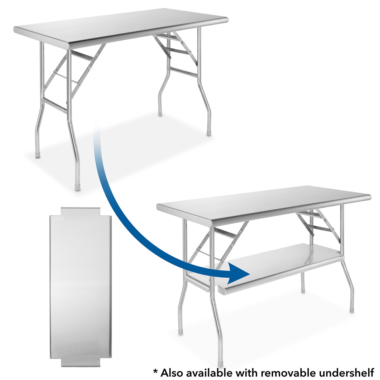GRIDMANN Stainless Steel Folding Tables 48 x 24 Inch, NSF Kitchen Prep &#x26; Work Tables