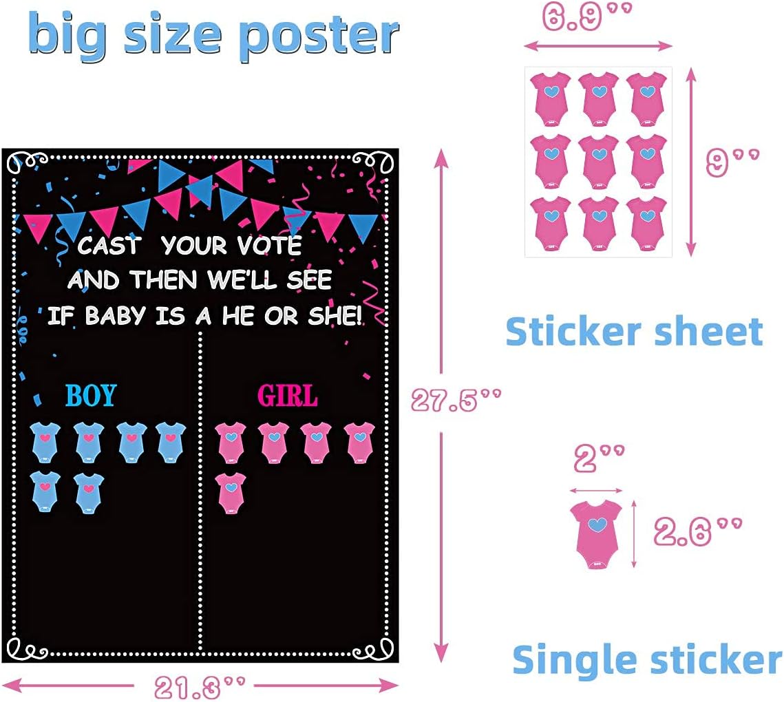Gender Reveal Decorations - 54 Voting Gender Reveal Games Gender Reveal Ideas Boy or Girl Games Party Supplies for Gender Reveal Voting Use Gender Reveal Decor