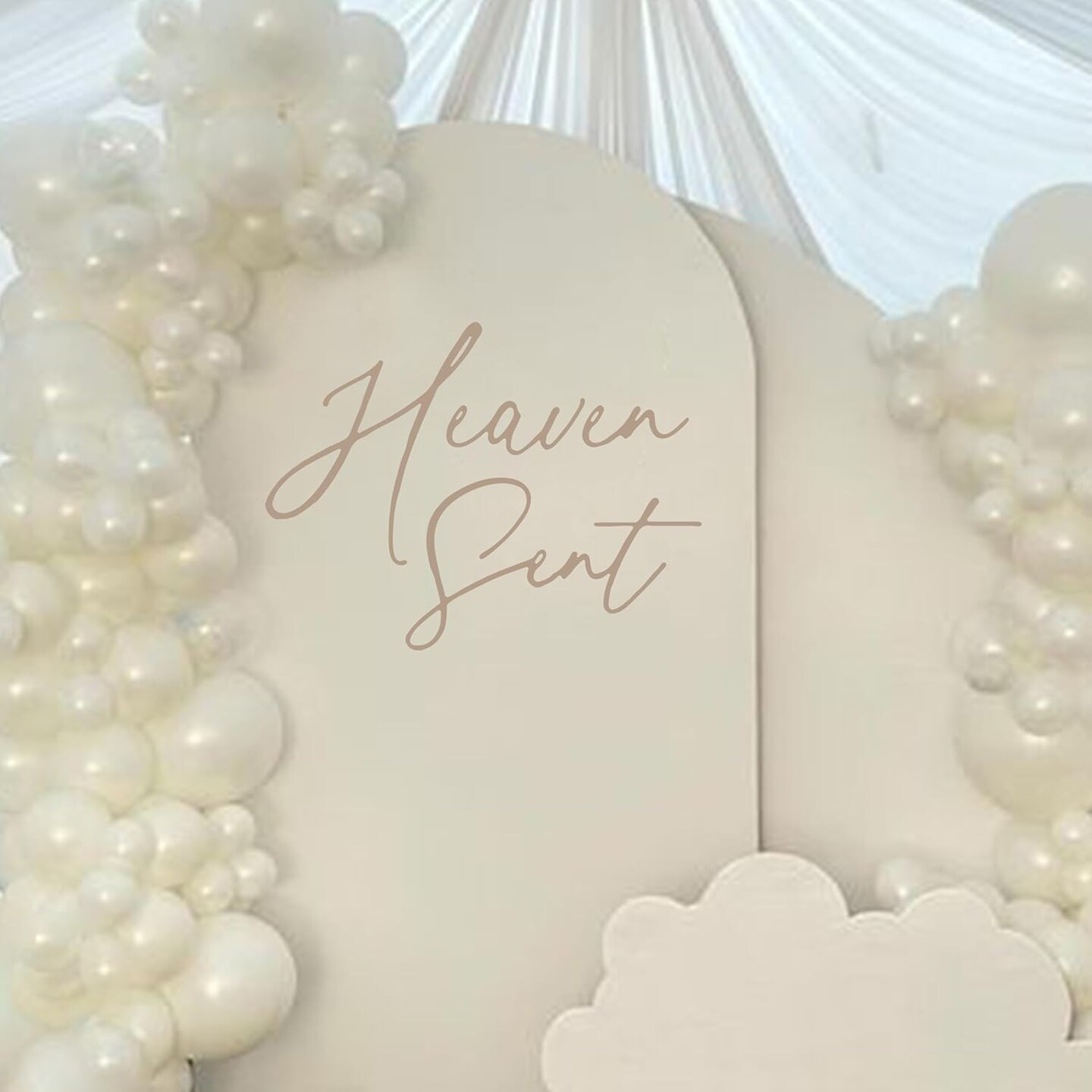 Heaven Sent Decal - Baby Shower Decorations, Gender Reveal Party Balloon Arch Sign, Heaven Theme Birthday Party Supplies (Heaven Sent Decal Brown)