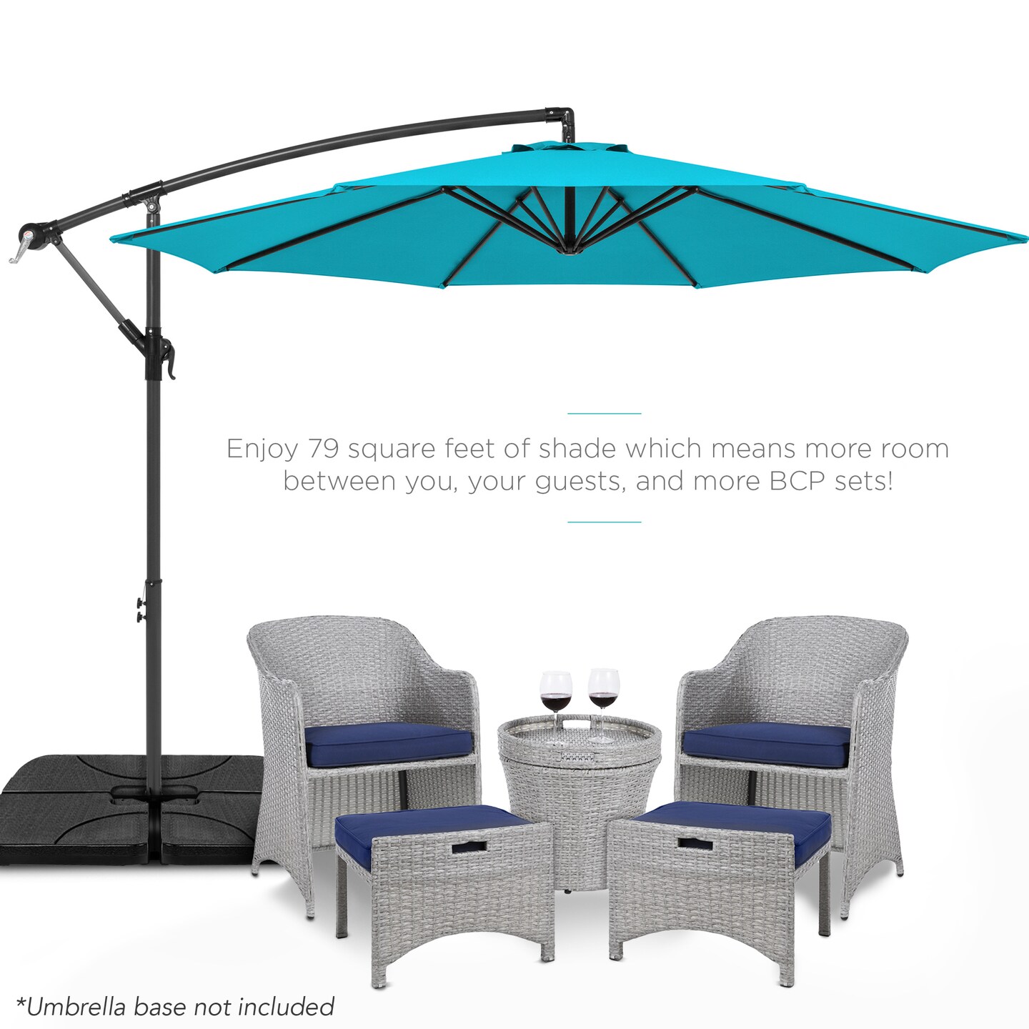 Best Choice Products 10ft Offset Hanging Outdoor Market Patio Umbrella w/ Easy Tilt Adjustment