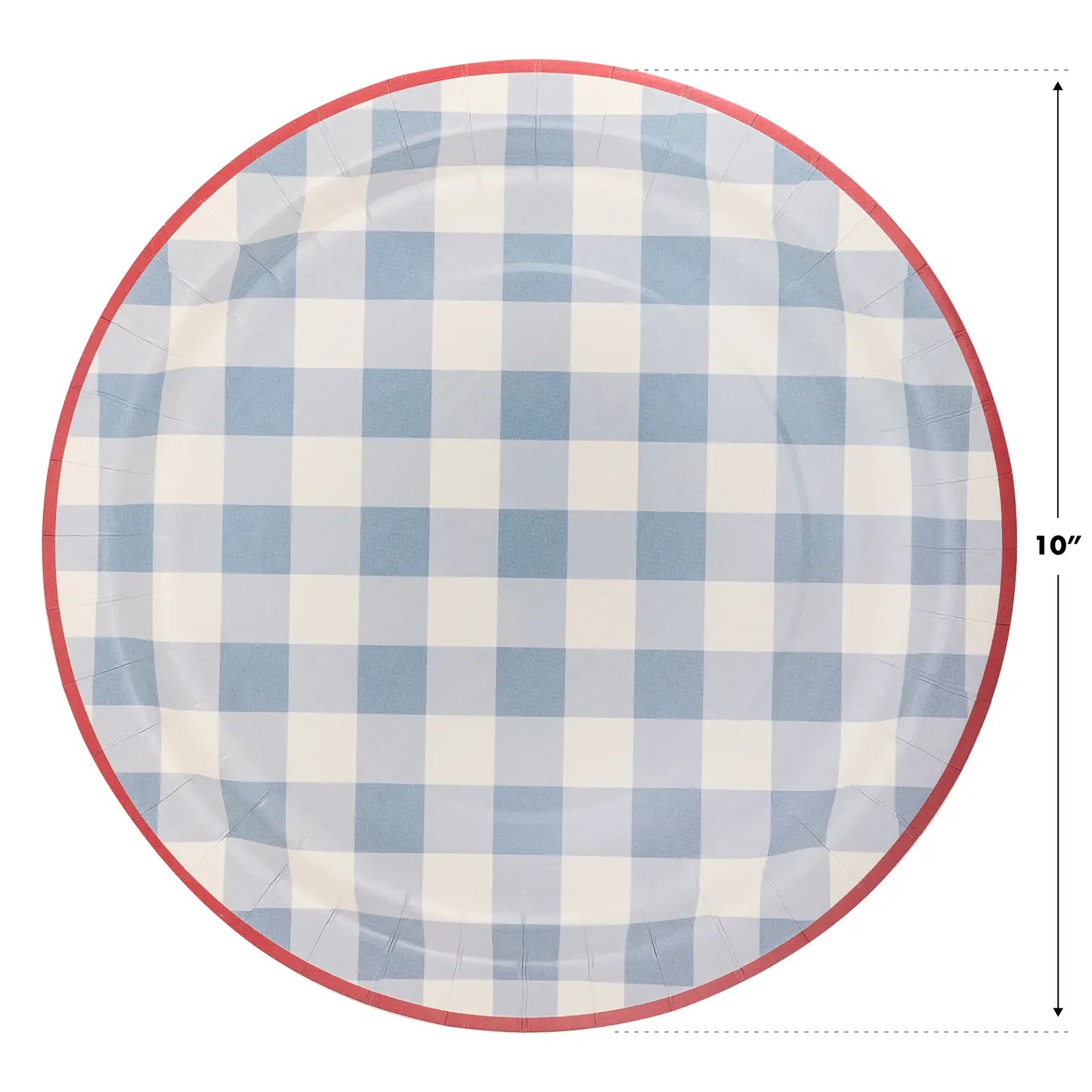 4th of July Blue Gingham Dinner Plate | Patriotic Red White and Blue Paper Plates