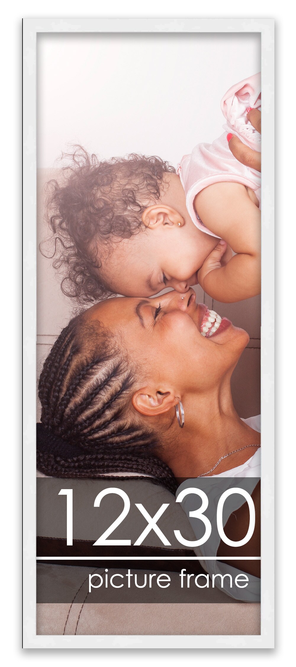 12x30 White Wood Picture Panoramic Frame - UV Acrylic, Foam Board Backing, Hanging Hardware