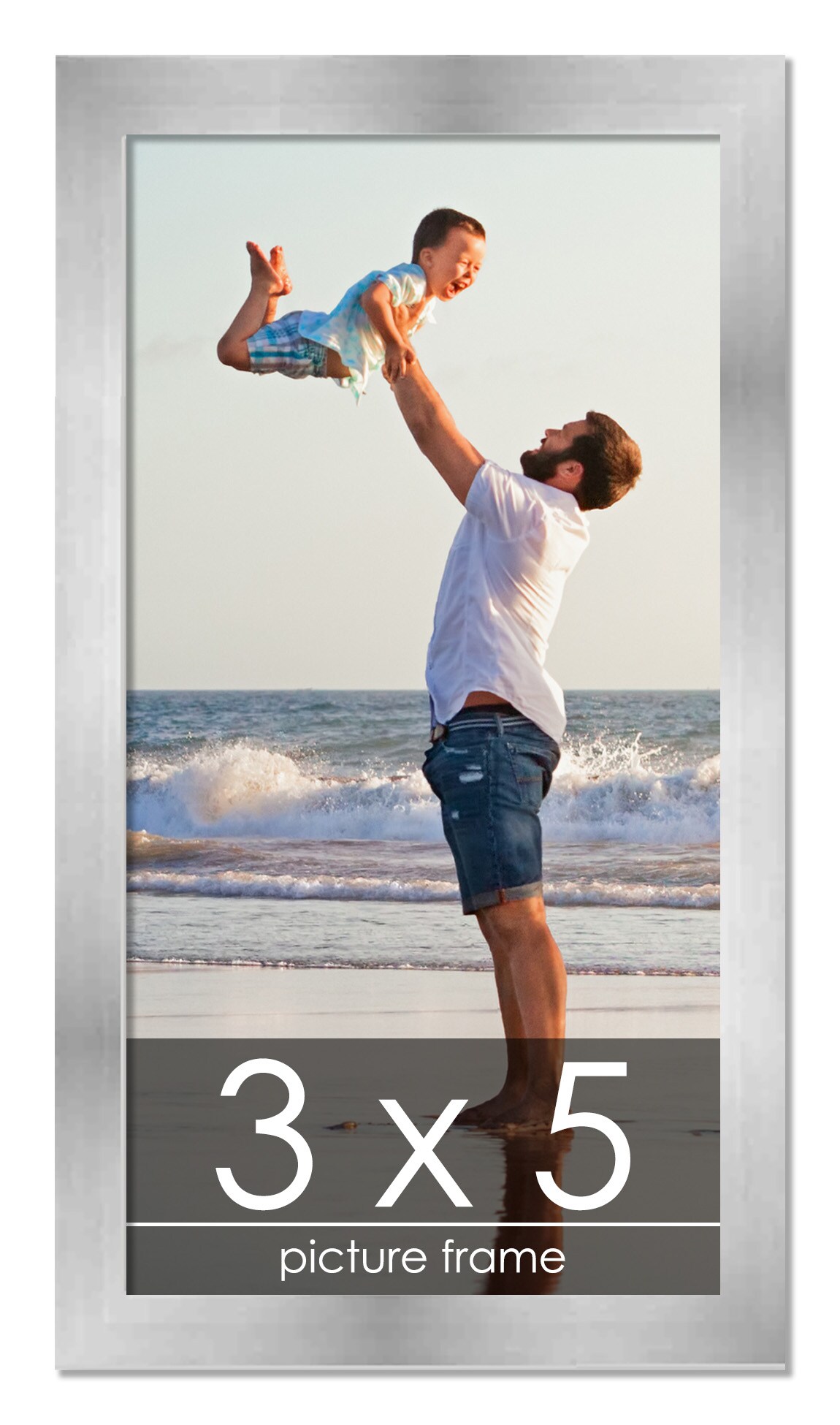 3x5 Solid Wood Picture Frame with UV-Resistant Acrylic & Acid-Free Backing, Available in 6 Finishes: Matte Black, Matte White, Metallic Bronze, Silver, Natural Wood Grain & Mahogany