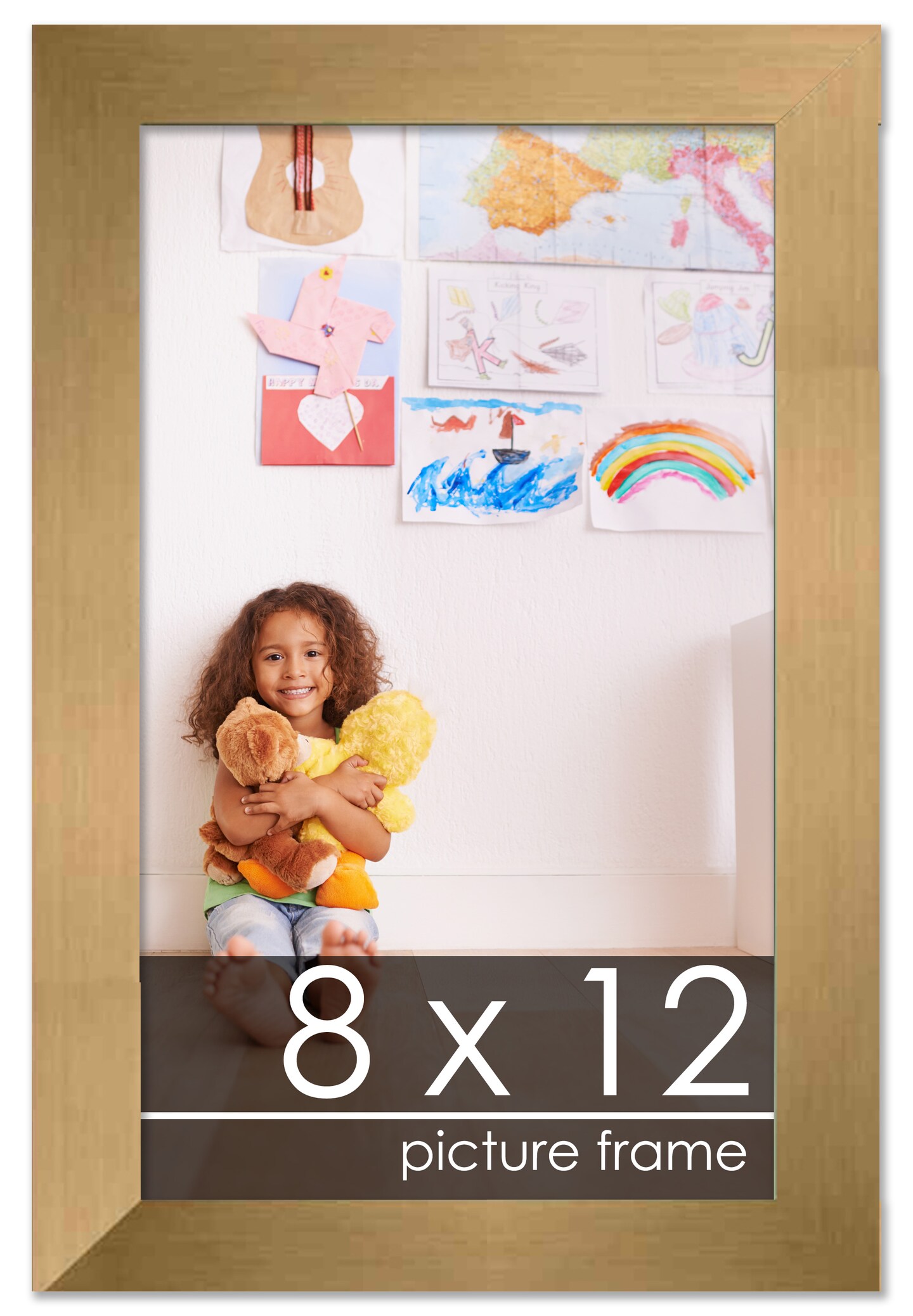 8x12 Solid Wood Picture Frame with UV-Resistant Acrylic &#x26; Acid-Free Backing, Available in 6 Finishes: Matte Black, Matte White, Metallic Bronze, Silver, Natural Wood Grain &#x26; Mahogany