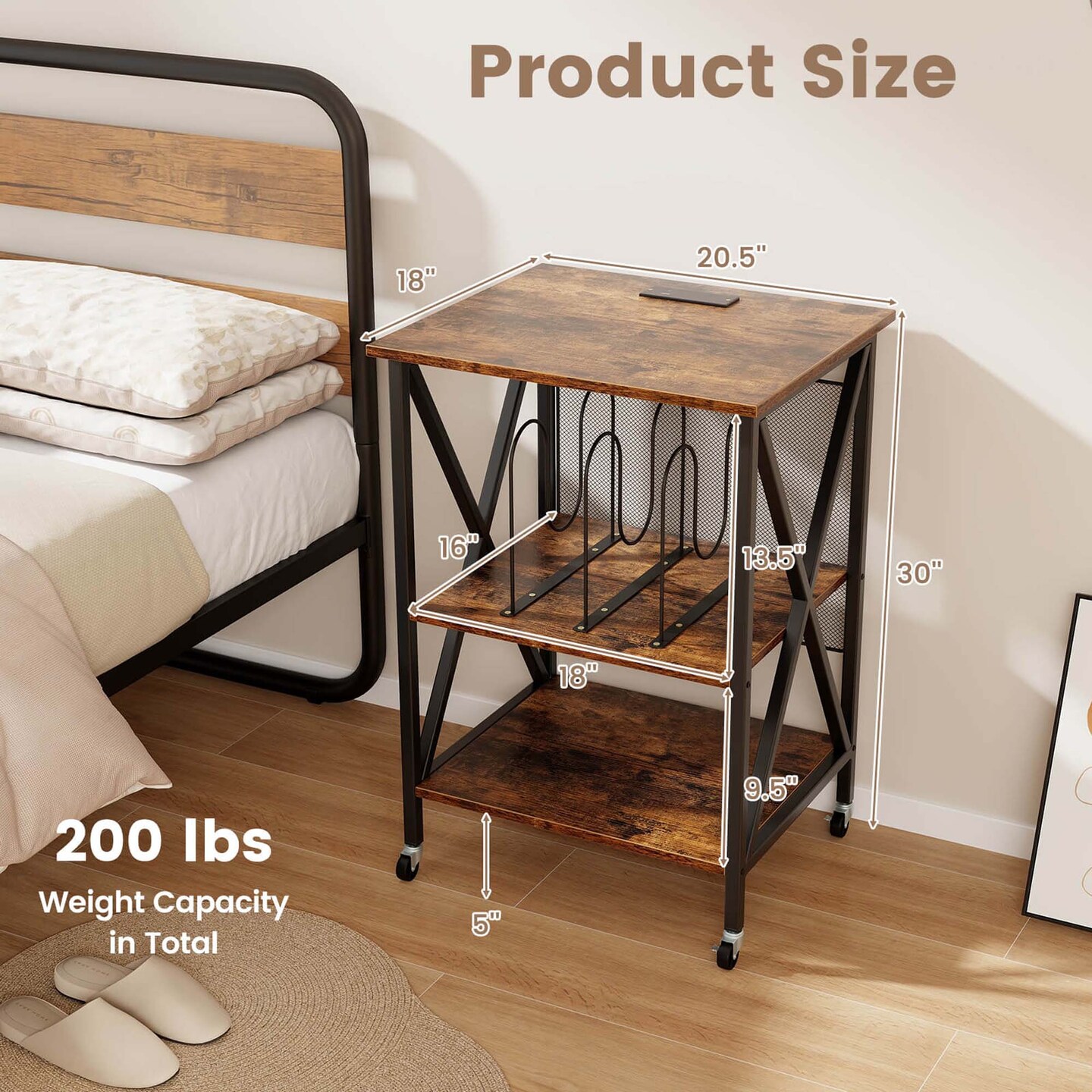 Costway Record Player Stand Vinyl Record Storage Table Holds Up to 120 Vinyl Records Grey/Coffee