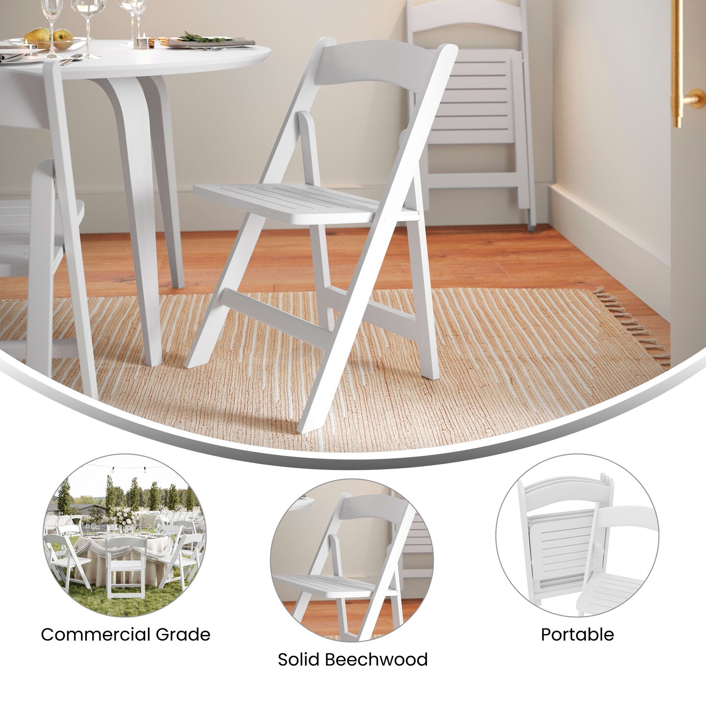 Merrick Lane Nathan Solid Wood Dining Chair with Foldable Design and Elegant Finish