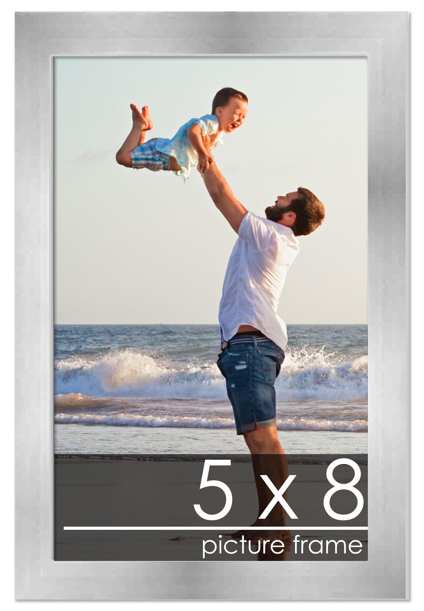 5x8 Solid Wood Picture Frame with UV-Resistant Acrylic & Acid-Free Backing, Available in 6 Finishes: Matte Black, Matte White, Metallic Bronze, Silver, Natural Wood Grain & Mahogany