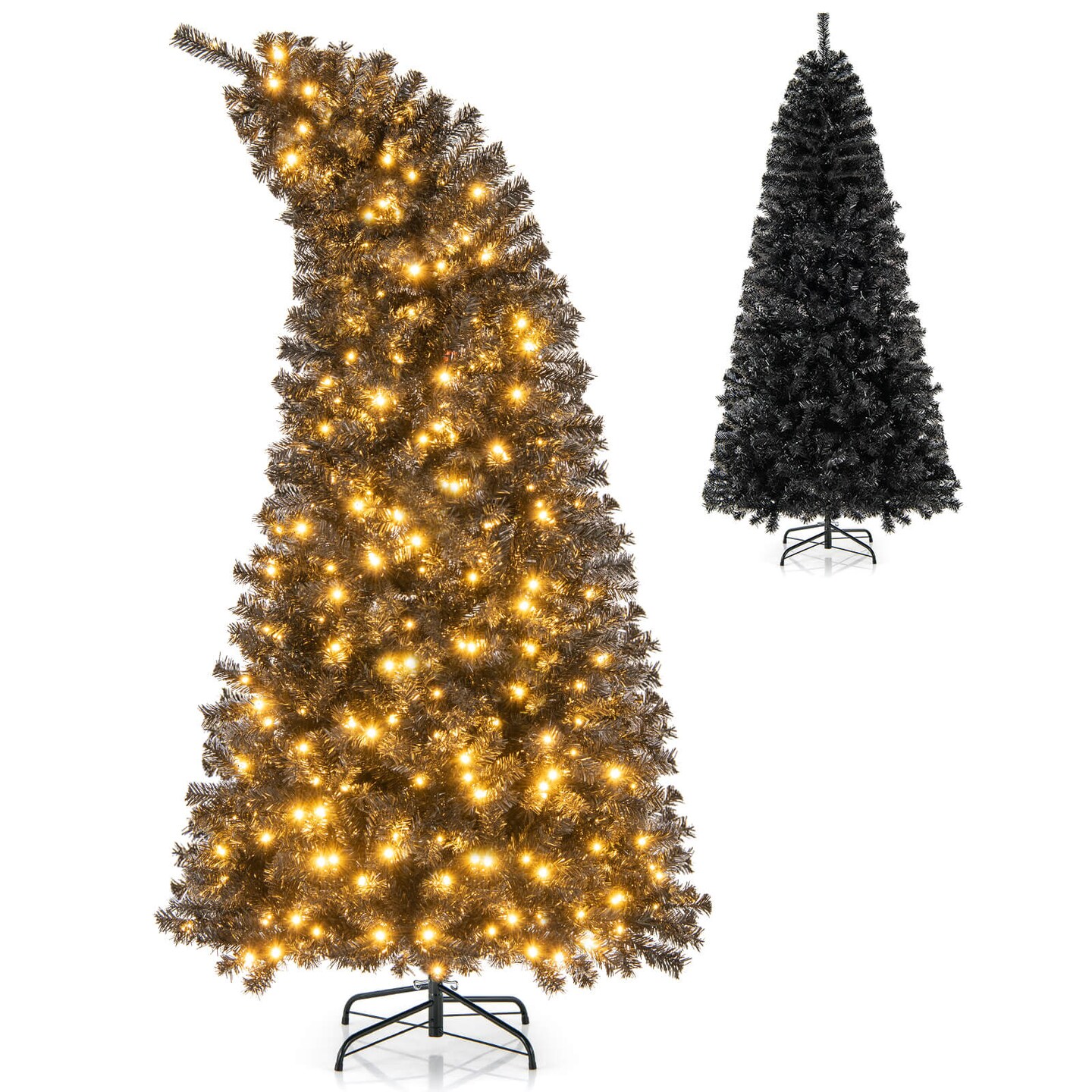 Costway 6/7 FT Artificial Halloween Christmas Tree with Bendable Top Section 726/1050 Branch Tips 260/340 Lights