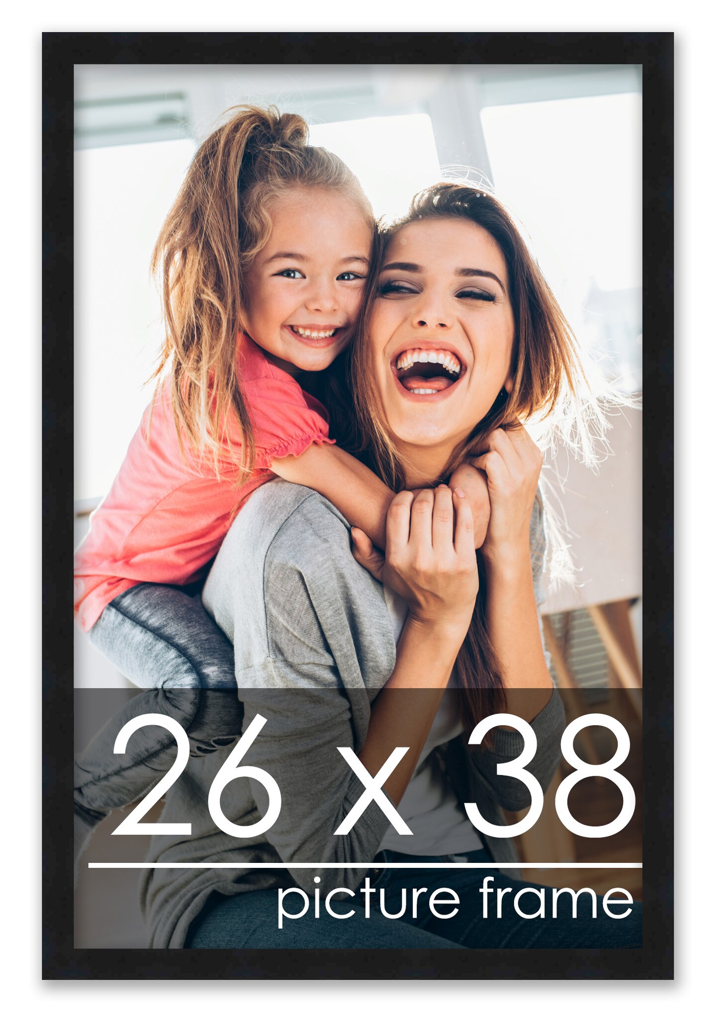 26x38 Solid Wood Picture Frame with UV-Resistant Acrylic &#x26; Acid-Free Backing, Available in 6 Finishes: Matte Black, Matte White, Metallic Bronze, Silver, Natural Wood Grain &#x26; Mahogany