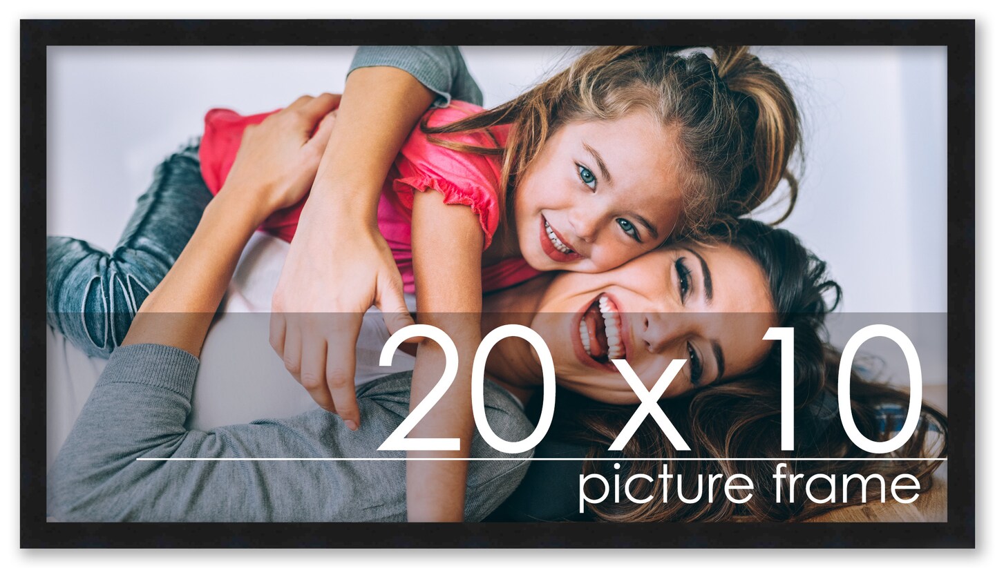 20x10 Solid Wood Picture Frame with UV-Resistant Acrylic & Acid-Free Backing, Available in 6 Finishes: Matte Black, Matte White, Metallic Bronze, Silver, Natural Wood Grain & Mahogany