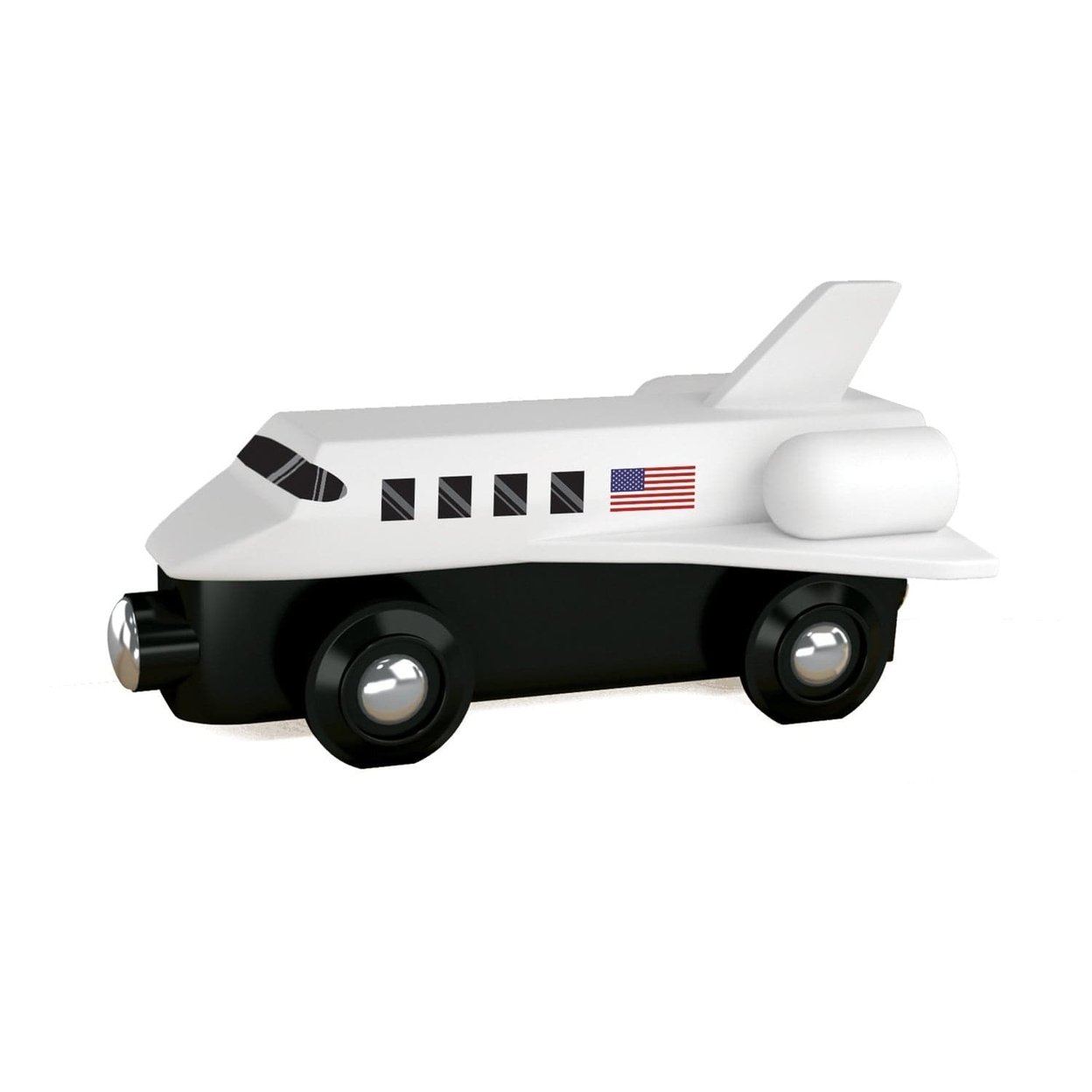 Wood Space Shuttle Toy Train Engine Magnetic Compatible 1 Inch Track Detailed Design