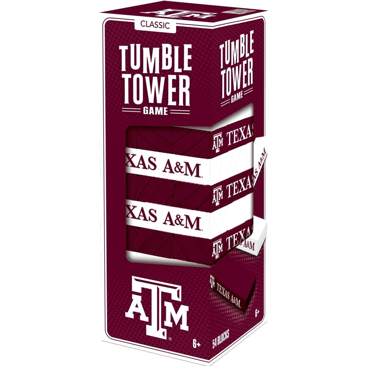 Texas Aandm Aggies Tumble Tower Wooden Game Ncaa 54 Blocks Stacking Challenge