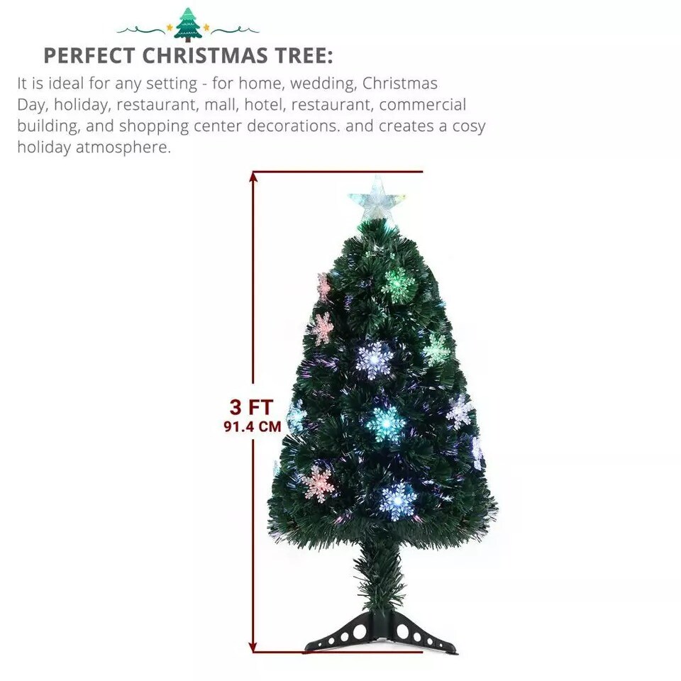 3&#x27; Pre-Lit Artificial Christmas Tree Colorful Led Lights Decorations