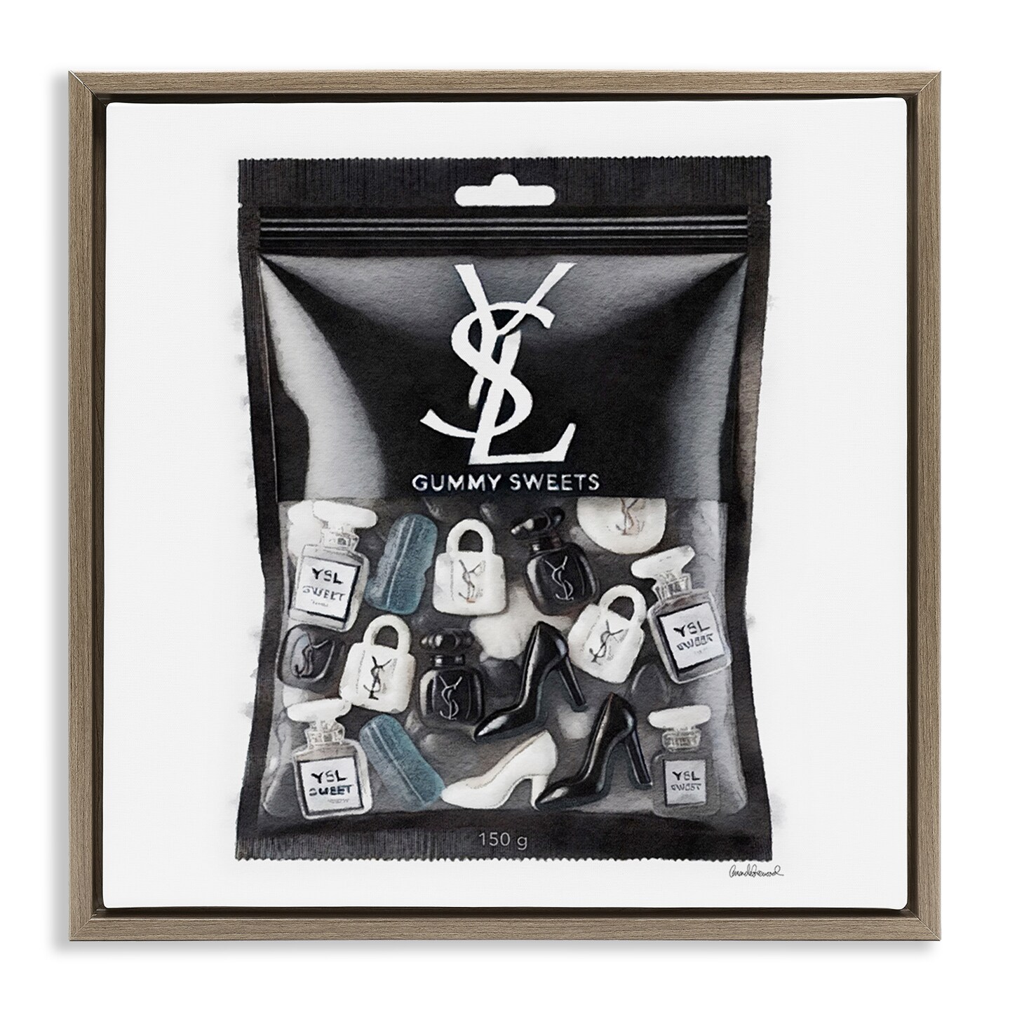 Stupell Industries Black Glam Candies Floater Framed Canvas Wall Art Design by Amanda Greenwood