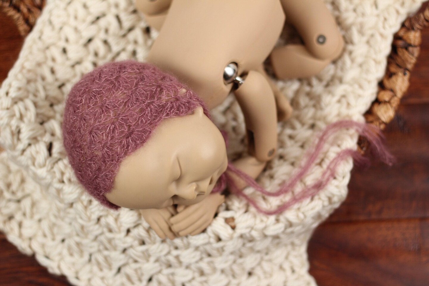 Rose pink mohair bonnet newborn girl photo prop. Mauve crochet lace infant  hat photoshoot props, ready to ship for your next session. | MakerPlace by  Michaels