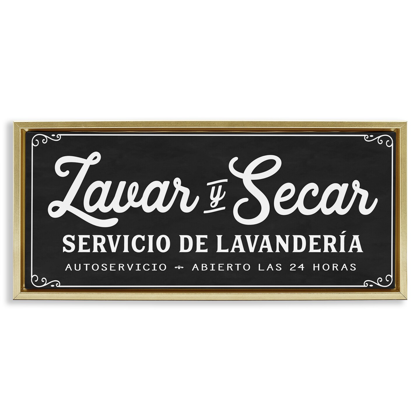Stupell Industries Lavar y Secar Lavandería Framed Floater Canvas Wall Art