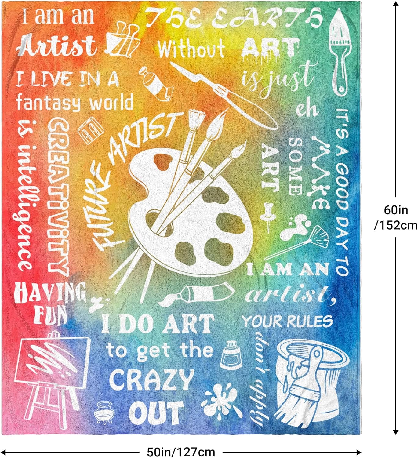 Gifts for Artists - Artist Gifts Blanket 60&#x22;X50&#x22; - Art Teacher Gifts - Gifts for Artists Women - Art Gifts for Girls - Gifts for Painters - Drawing Gift, Birthday Gift for Art Lovers Teen Kids