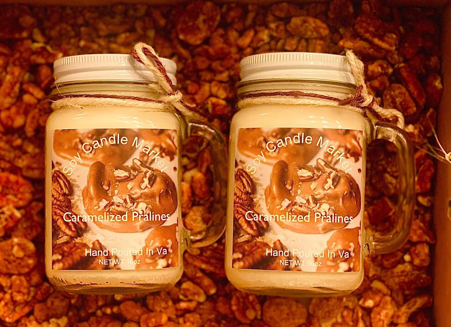 Caramelized Pralines Soy Candle - 2 Sizes - 12 Oz and 16 Oz