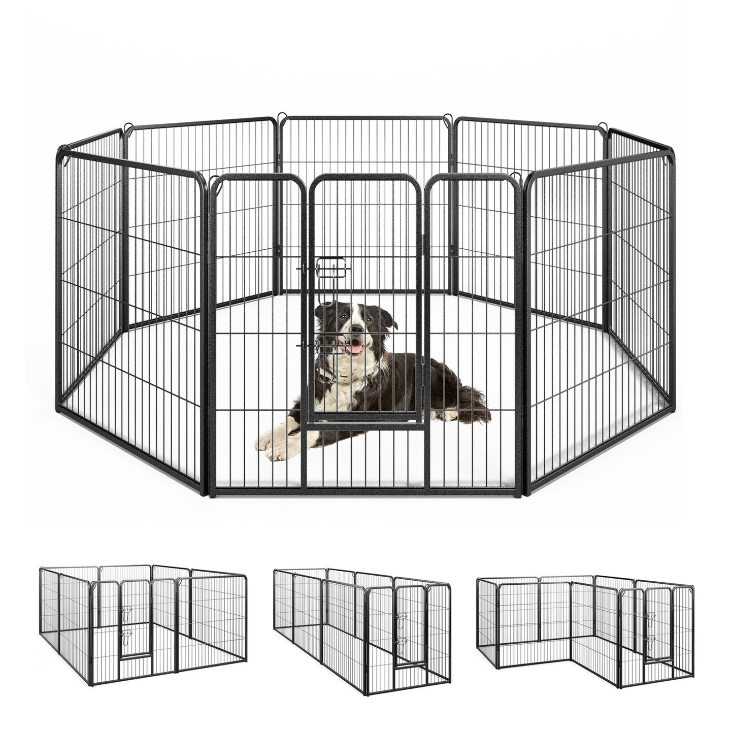 8 Panel Portable Indoor Outdoor Pet Fence with Metal Stakes