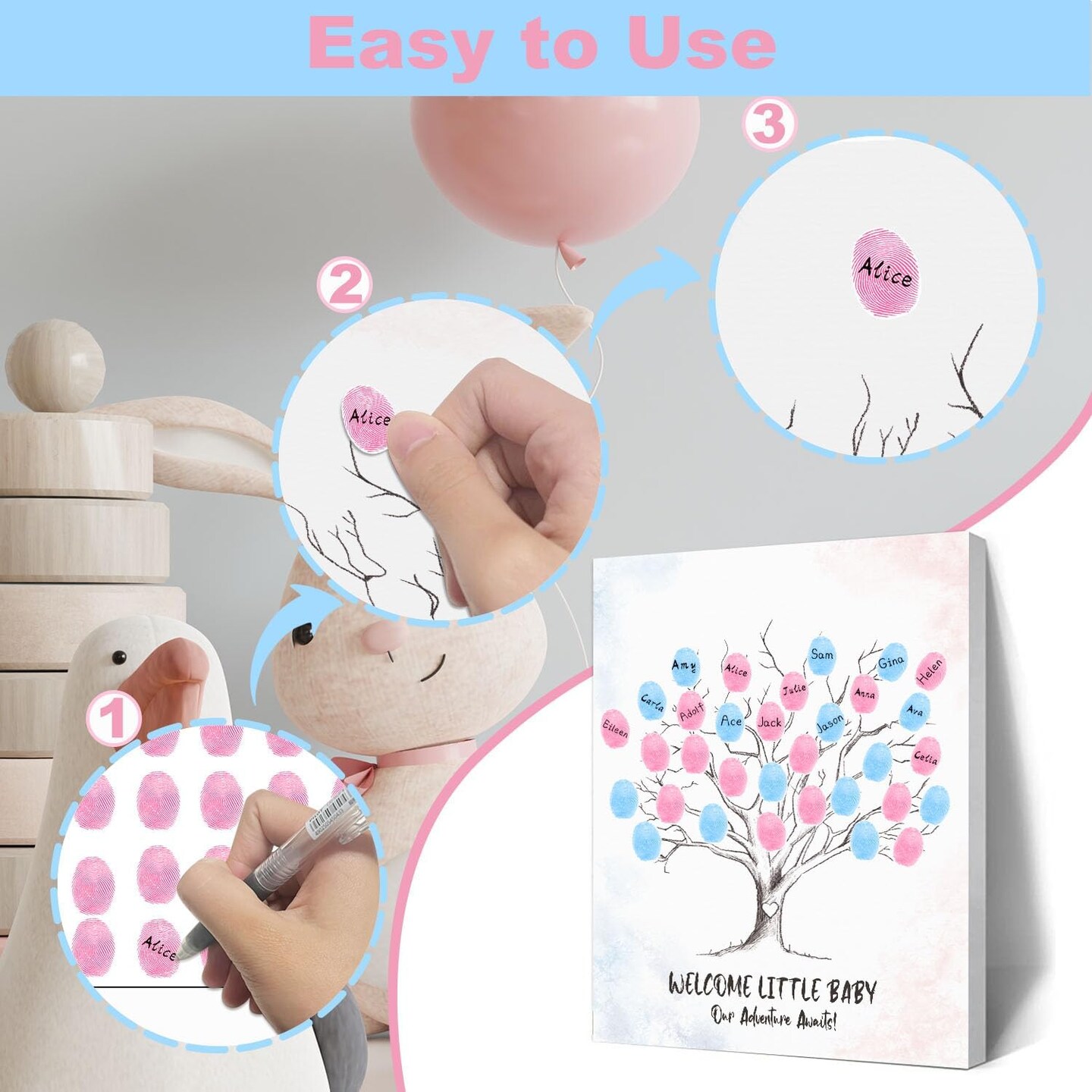 Baby Shower Guest Book, Gender Reveal Fingerprint Tree Sign, Baby Gender Reveal Ideas, Baby Reveal Party Decorations, Canvas Decor for Boy and Girl Baby Shower