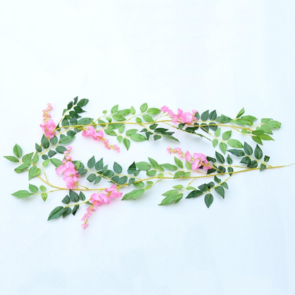 4Pcs 6.6Ft/Piece Artificial Flowers Silk Wisteria Garland Decor(Pink)