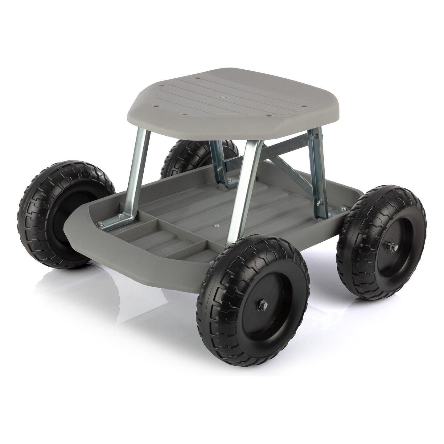 Pure Garden Rolling Gardening Stool With Tool Tray Pvc Plastic And Stainless Steel