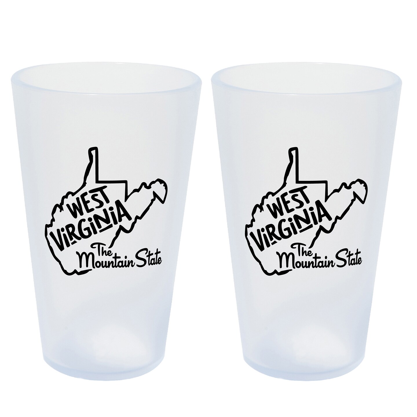 Silipint: State Pint Glasses 16oz: 2 Pack - West Virginia - Icicle Silicone Cups, Unbreakable, Hot/Cold Drinks, Dishwasher-Microwave-Freezer-Oven Safe