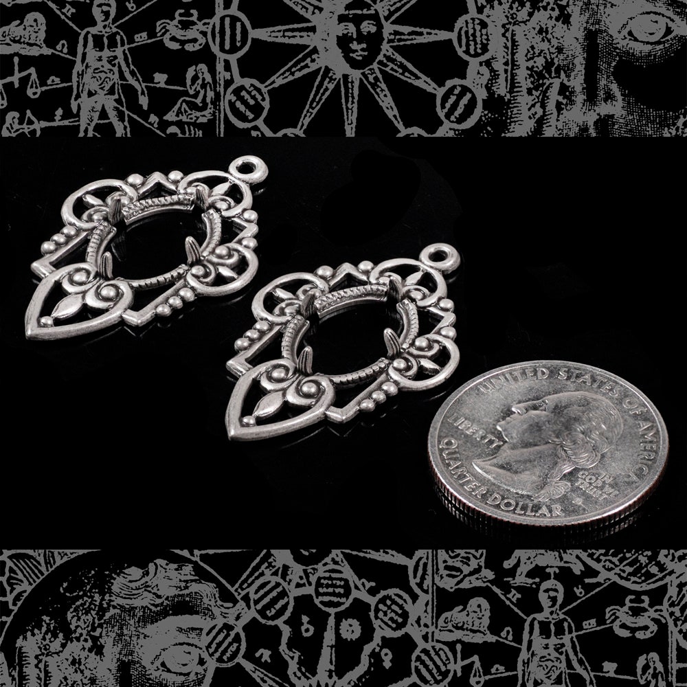 Antiqued Silver Plated Brass Filigree Frames for 10mm x 14mm - Set of Two - S-F32