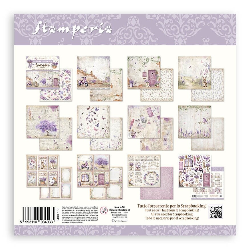 Stamperia Double-Sided Paper Pad 12"X12" 10/Pkg-Lavender, 10 Designs/1 Each