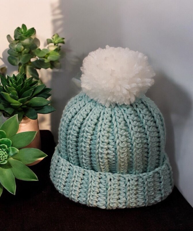 Crochet Ribbed Baby Hat Pattern Free Crochet Pom Beanie Hat For