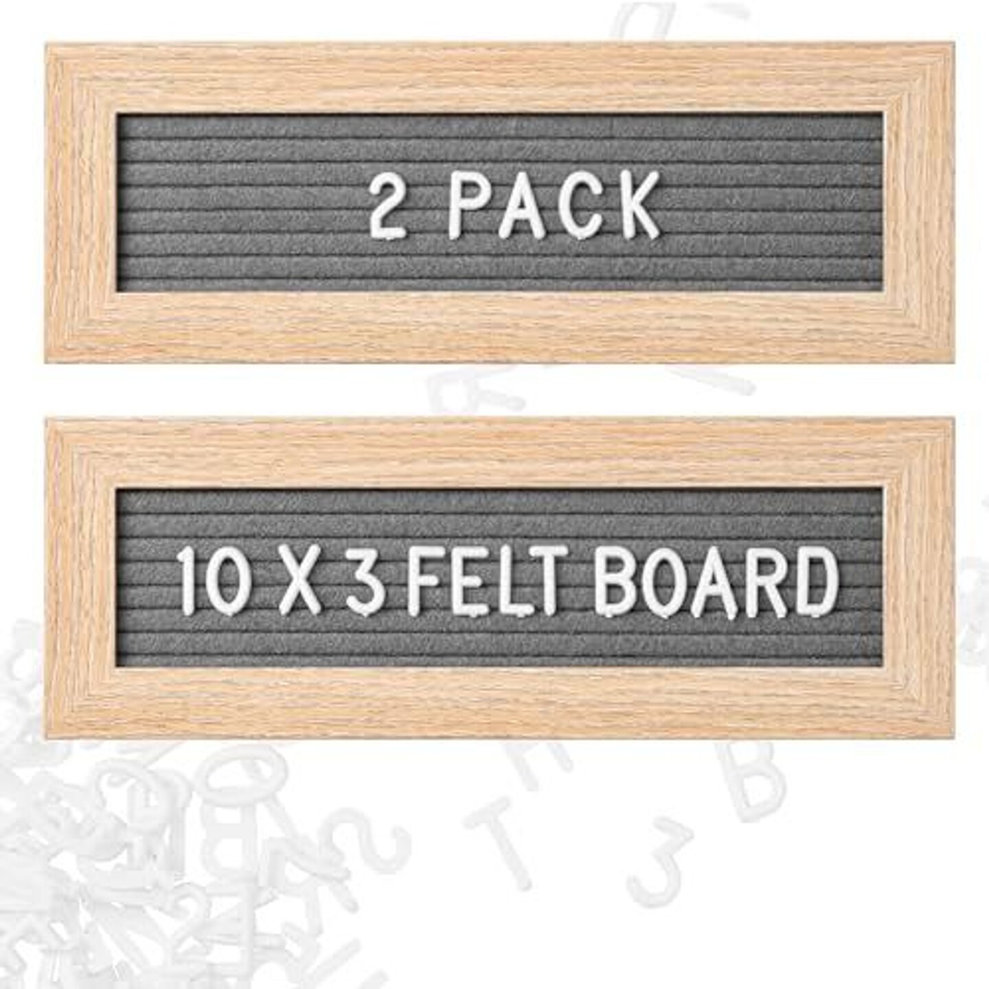 Maplefield Small Felt Letter Board - 2 Pack - Includes Plastic Letters, Numbers, and Emojis - Gray Mini Letter Sign Board for Home, Classroom Decor, Photoshoots, and Announcements