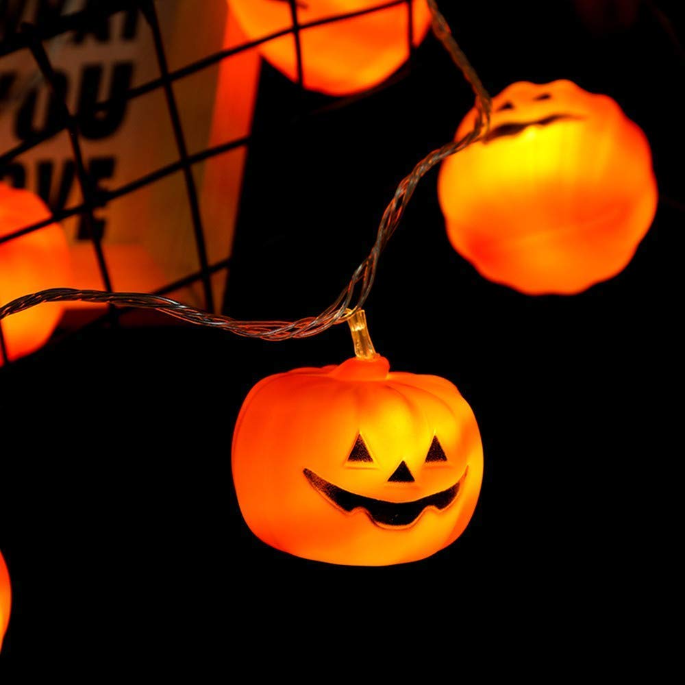 20 LED Pumpkin String Lights 9.8 Feet Halloween Decor, 2 Modes Steady and Flickering Lights for Indoor, Outdoor, Festival, Party, Holiday, Halloween Decorations