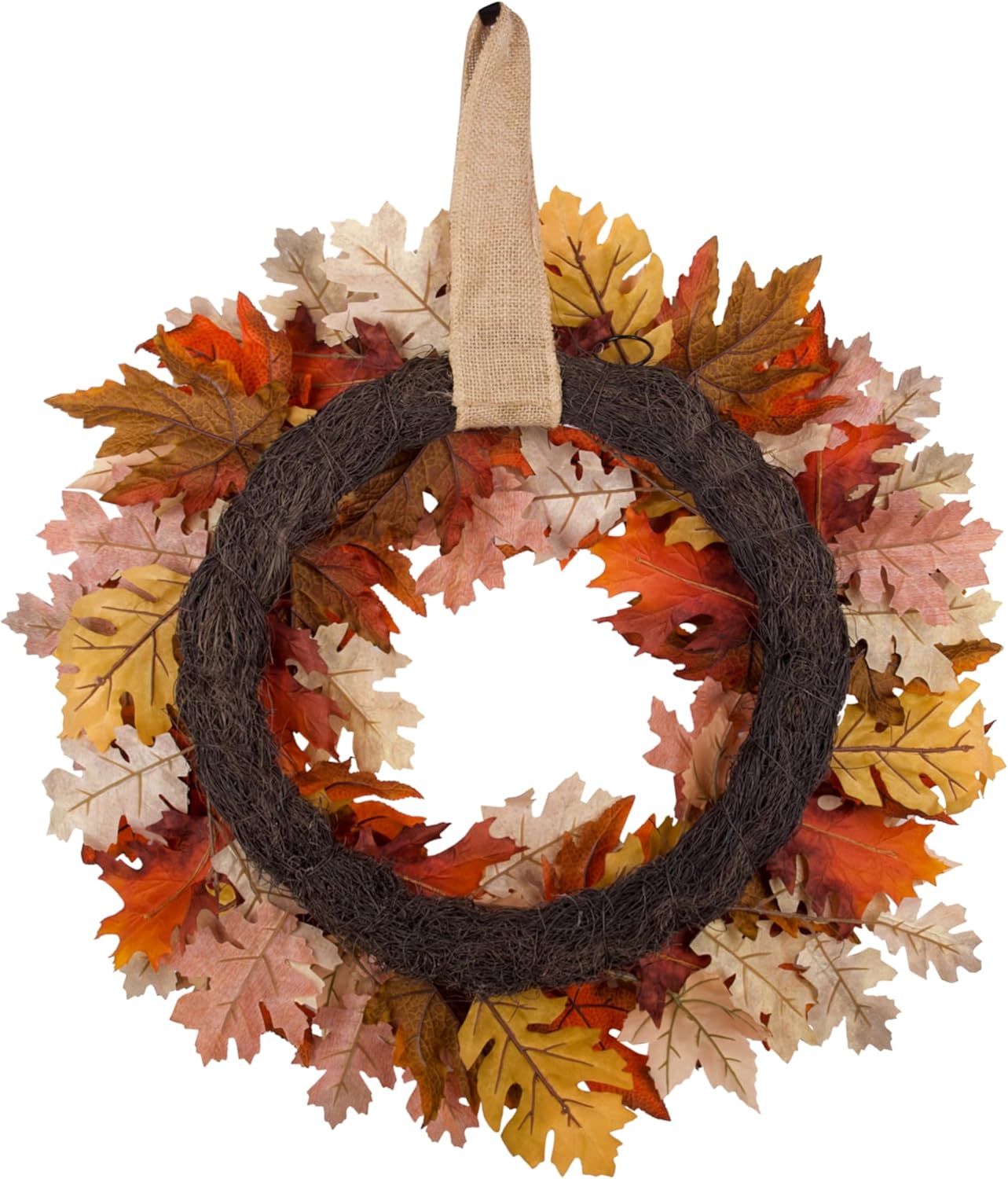 Fall Wreath for Front Door, Orange Faux Maple Leaves Wreath, Fall Front Door Decor, Fully Handmade, 2024 New