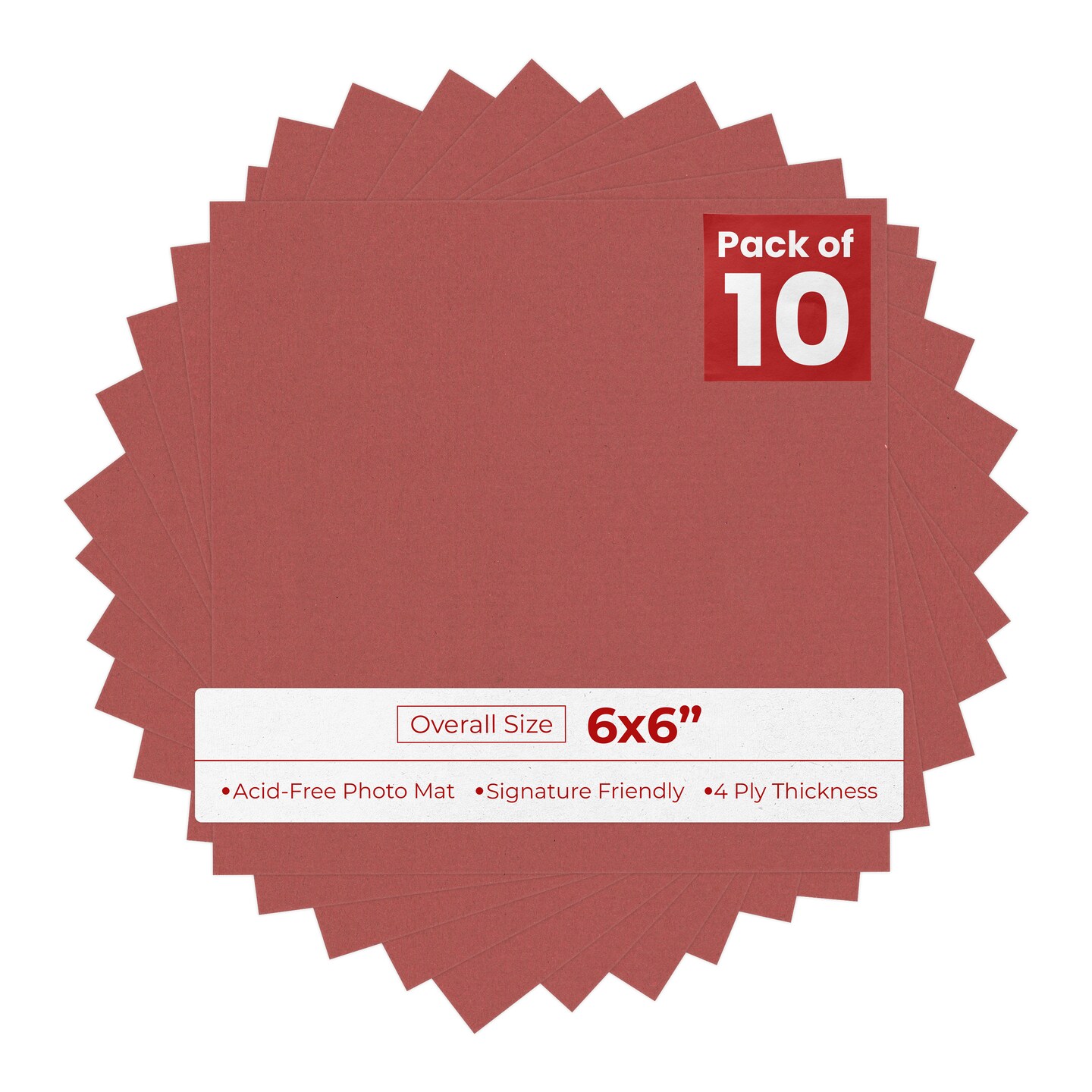 Brick Red 6x6 Uncut Mat Board - Blank Sheets, No Opening, Color: Red ...