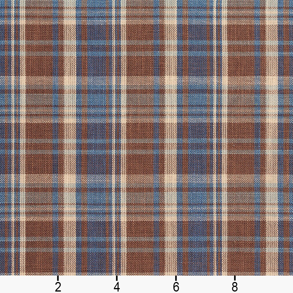 Wedgewood Plaid - Blue,Brown Plaid Upholstery Fabric 54 Inches"