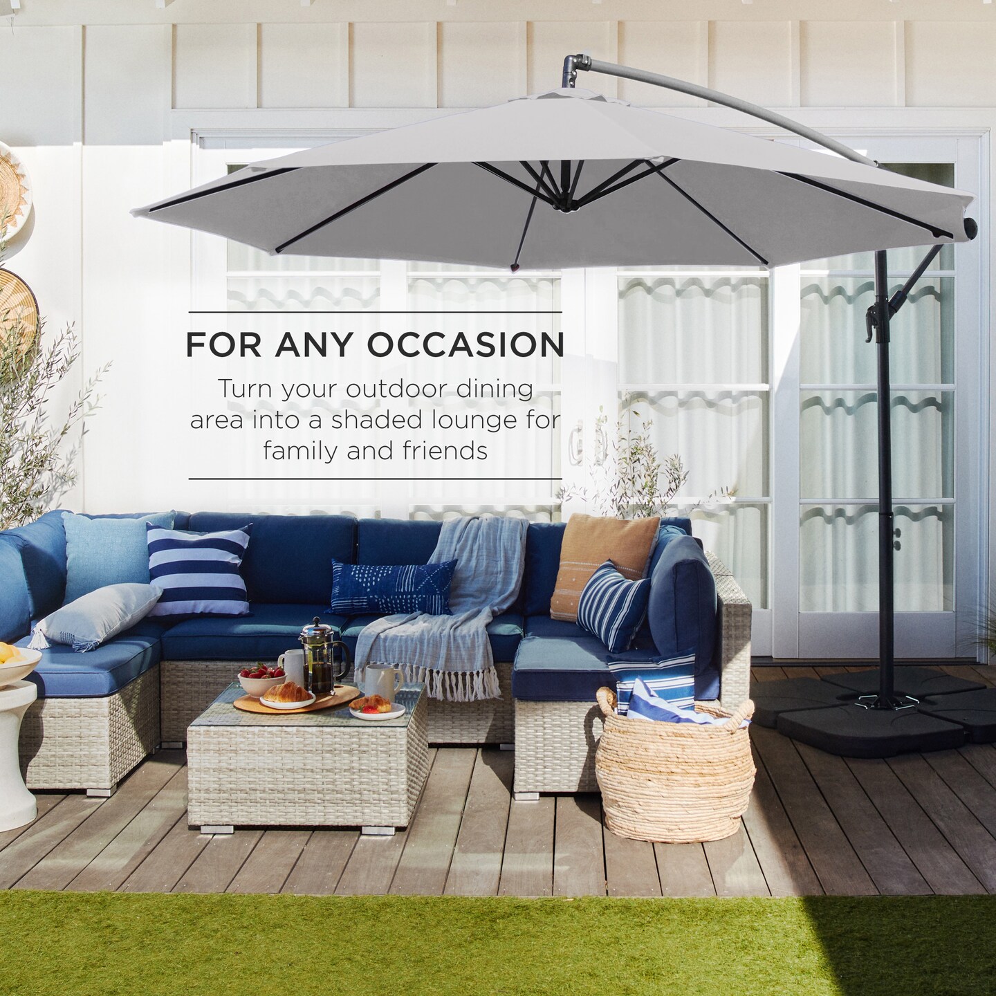 Best Choice Products 10ft Offset Hanging Outdoor Market Patio Umbrella w/ Easy Tilt Adjustment