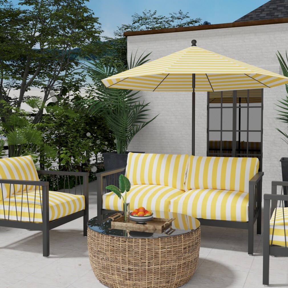 Cabana Sunshine - Gold & Yellow Stripe Upholstery Fabric 54 Inches"