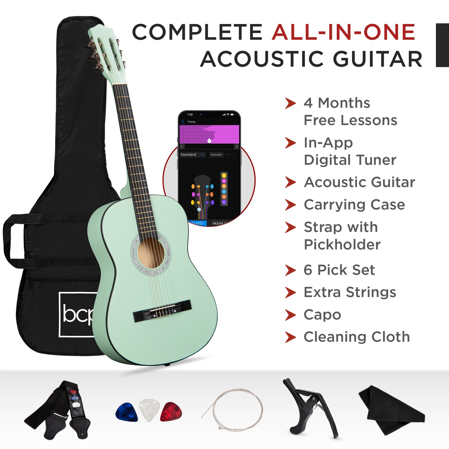 Best Choice Products 38in Beginner Acoustic Guitar Starter Kit w/ Gig Bag, Strap, Strings