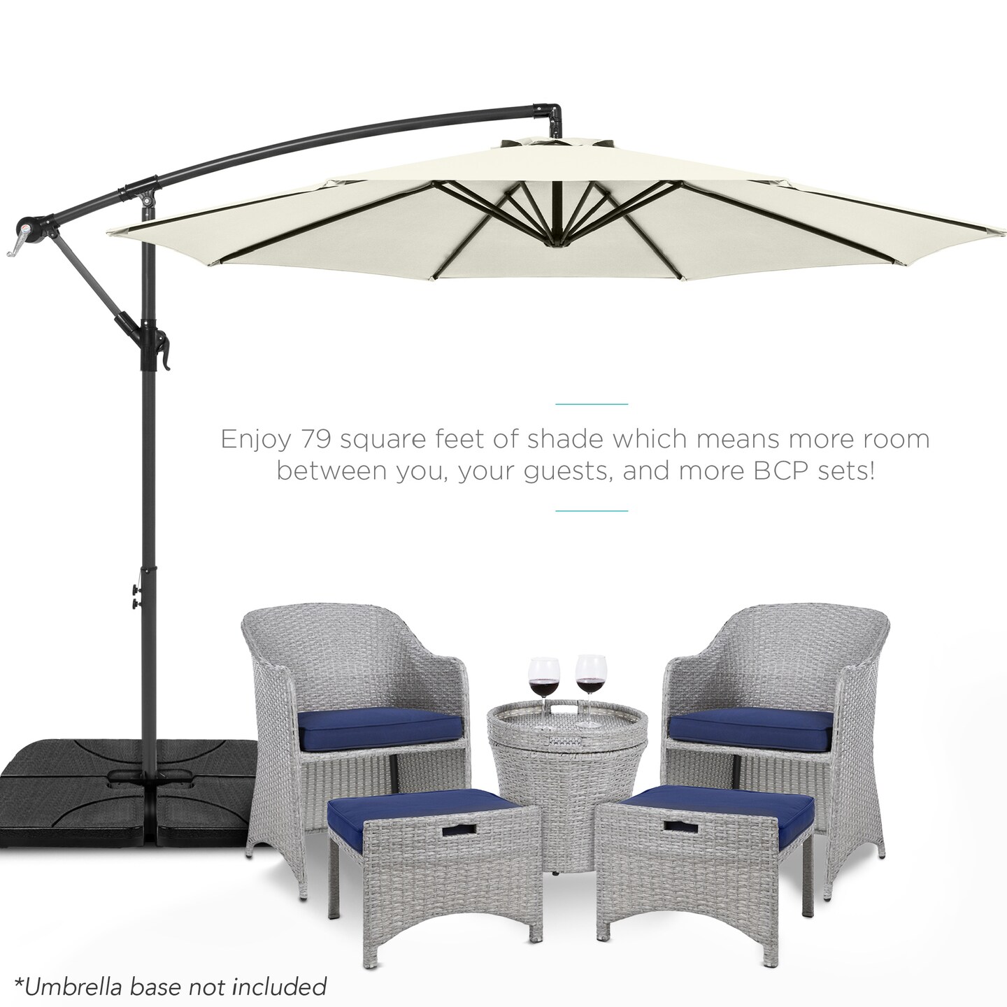 Best Choice Products 10ft Offset Hanging Outdoor Market Patio Umbrella w/ Easy Tilt Adjustment