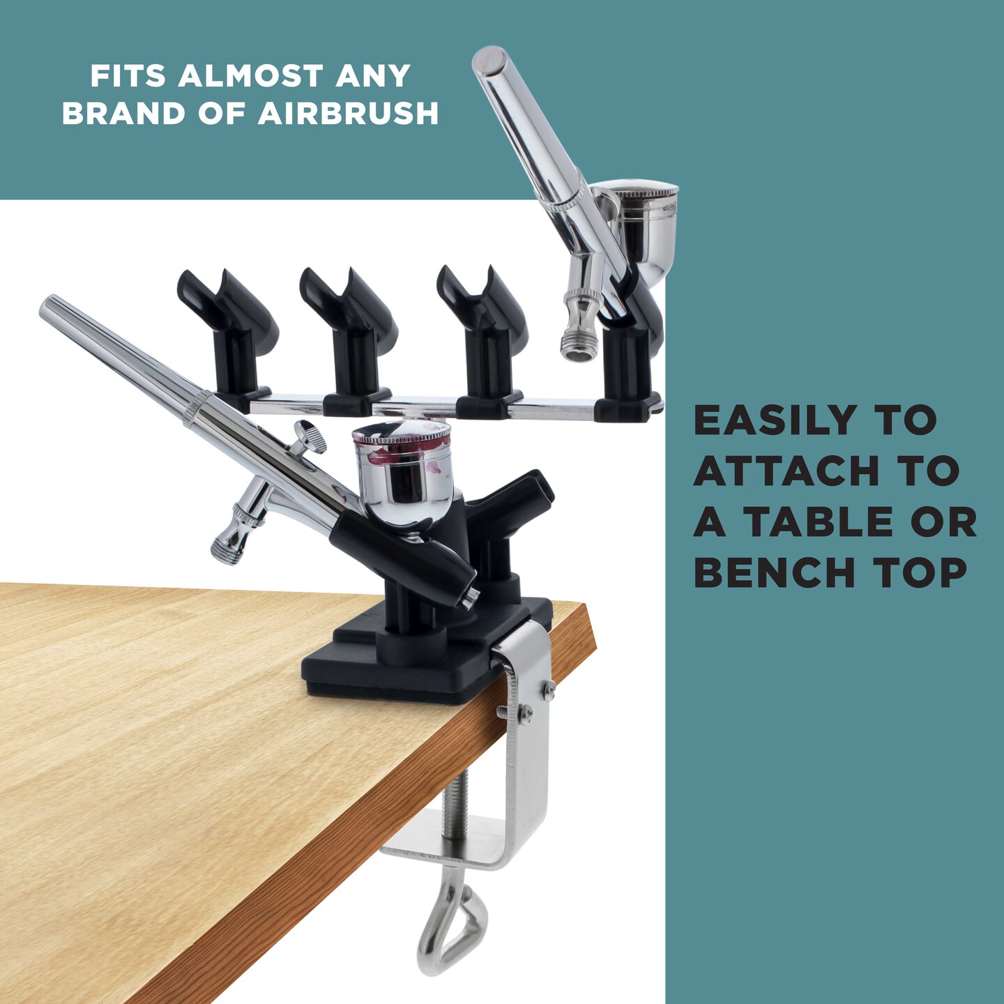 Universal Clamp-On 6-Airbrush Holder - Airbrush Accessories &#x26; Supplies for Garage or Workspace