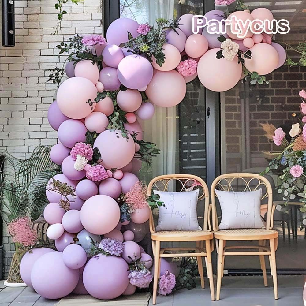 Pink Purple Balloon Garland Double Stuffed Lavender Party Balloon Macaron Light Pink Latex Pastel Balloons Arch Kit for Birthday Baby Shower Wedding Engagement Princess Party Decoration&#x2026;