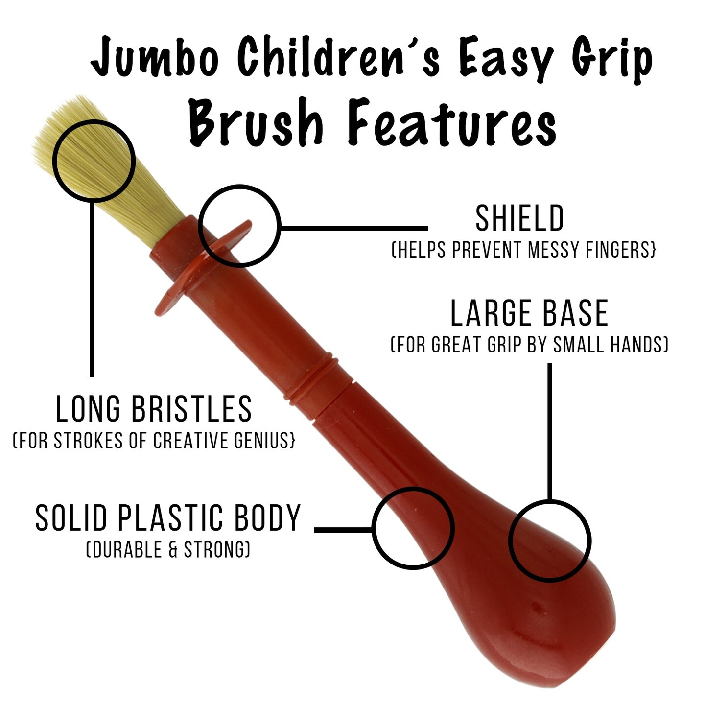 6 Piece Jumbo Children&#x27;s Tempera Artist Paint Brushes with Easy to Hold Stubby Handles