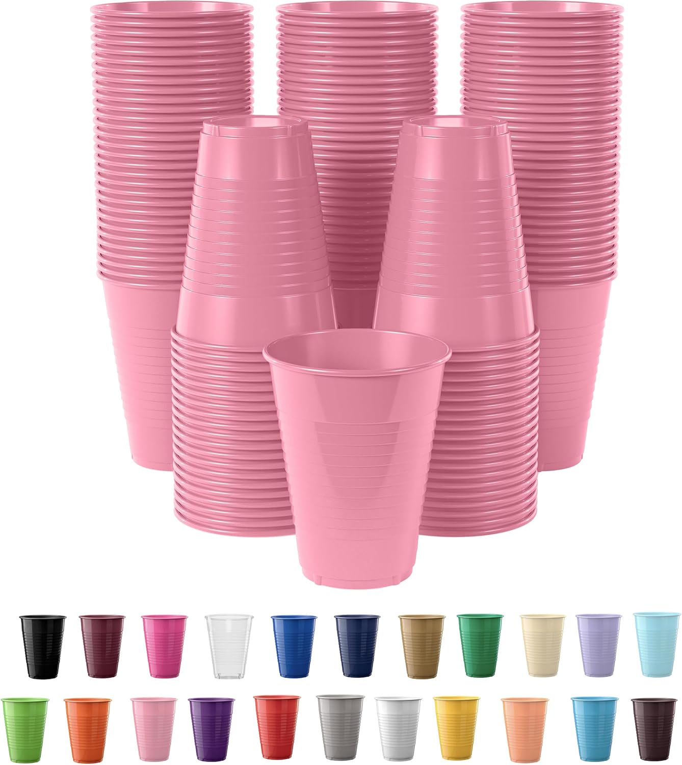 Exquisite Party Solids 12 Oz Plastic Cups – 100 Pack Disposable Cups for Parties & Events | Durable Plastic Party Cups | Bulk Drink Cups for Soda, plastic cup | Recyclable Disposable Cups for Everyday Use & Celebrations