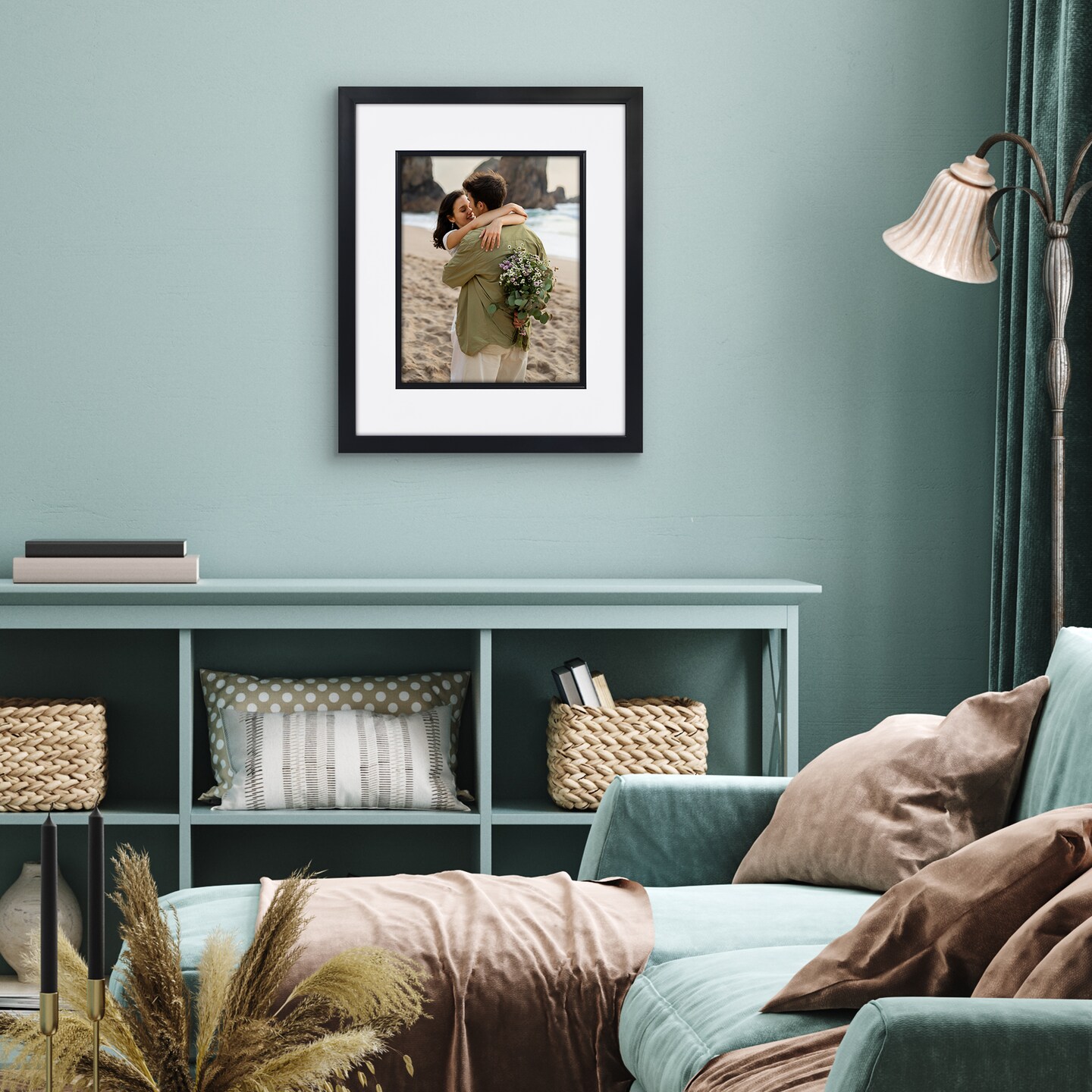 Americanflat 16x20 Picture Frame with Decorative Inner Mat Accent - Use as 11x14 photo frame with the Mat or as 16x20 frame without the Mat - Statement Frame with Polished Plexiglass