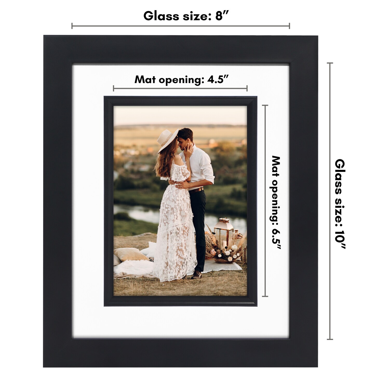Americanflat 8x10 Picture Frame with Decorative Inner Mat Accent - Use as 5x7 photo frame with Mat or 8x10 frame without the Mat - Statement Frame with Shatter-Resistant Glass and Easel Stand