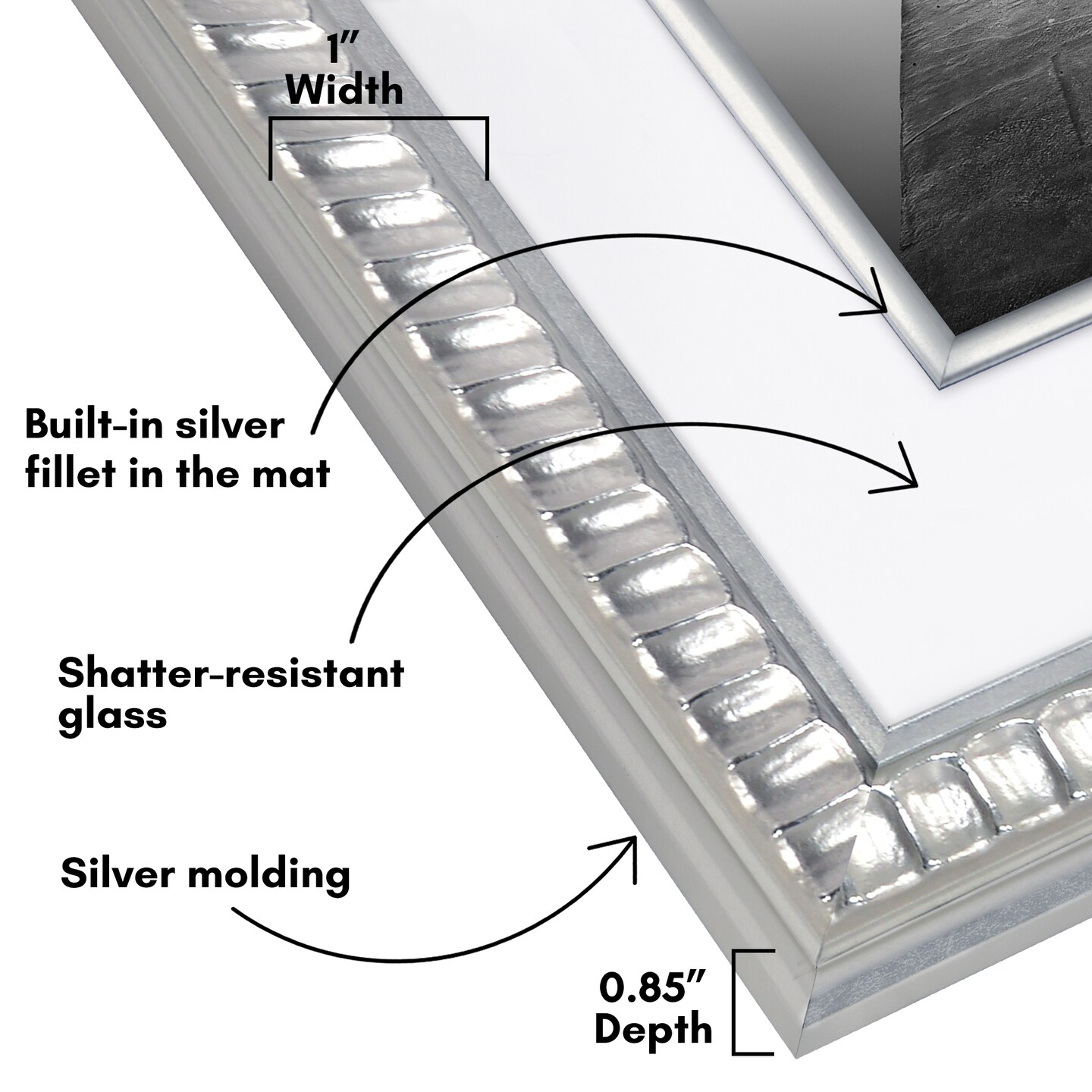 Americanflat 11x14 Picture Frame with Decorative Inner Mat Accent - Use as 8x10 with Mat or 11x14 without the Mat - Statement Frame with Shatter-Resistant Glass